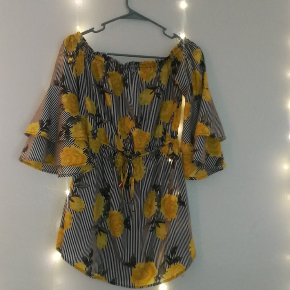 Off shoulder knot waist floral dress